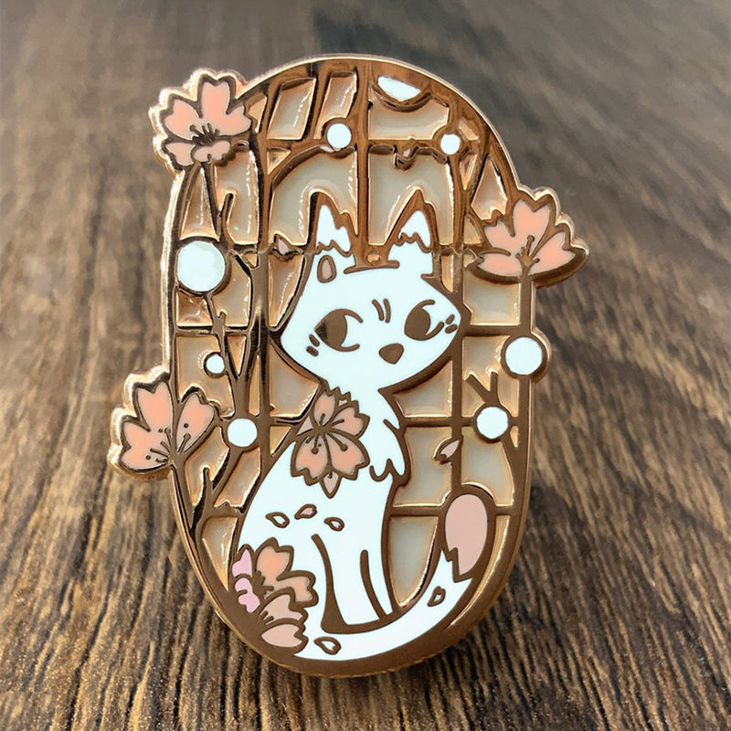 Cute Pink White Cat Pin