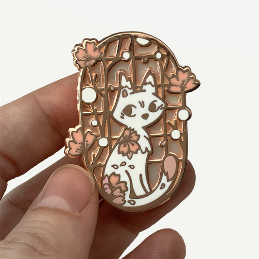 Cute Pink White Cat Pin