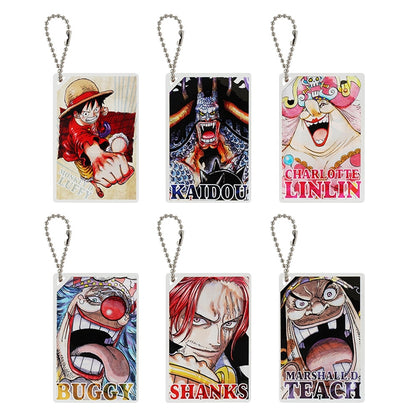 One piece Domino style acrylic key chain set of 6